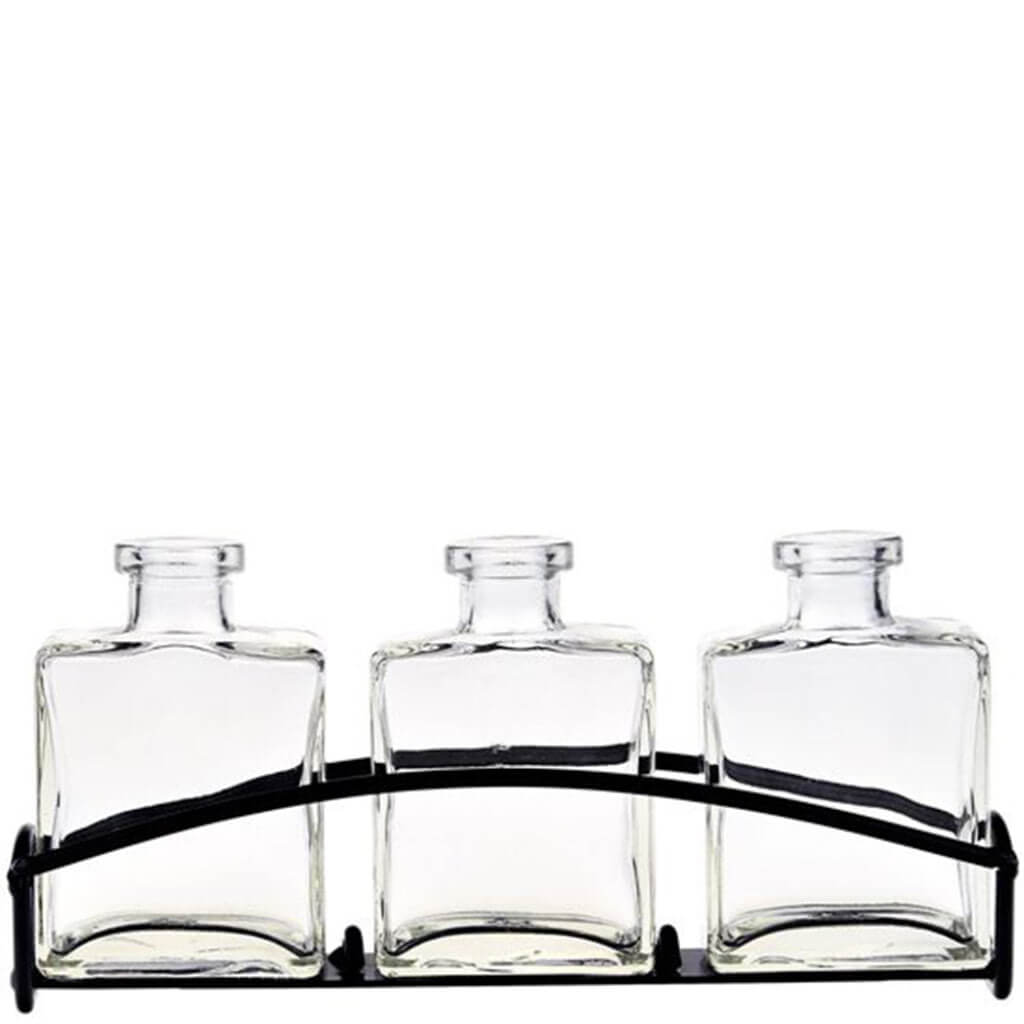 Tabletop Stand 10in with 3 Rio Glass Vases, Clear