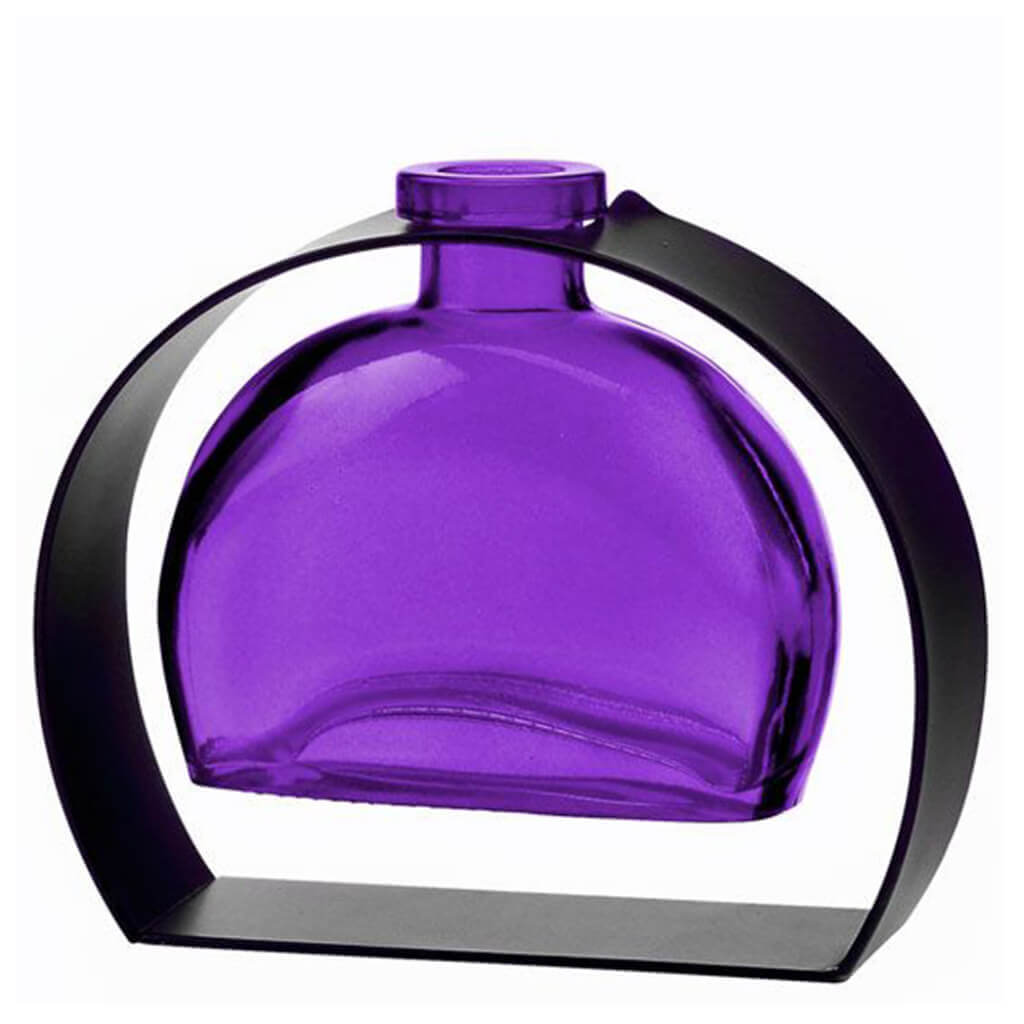 Fiji Glass Vase Arched Metal Stand Violet, 5in