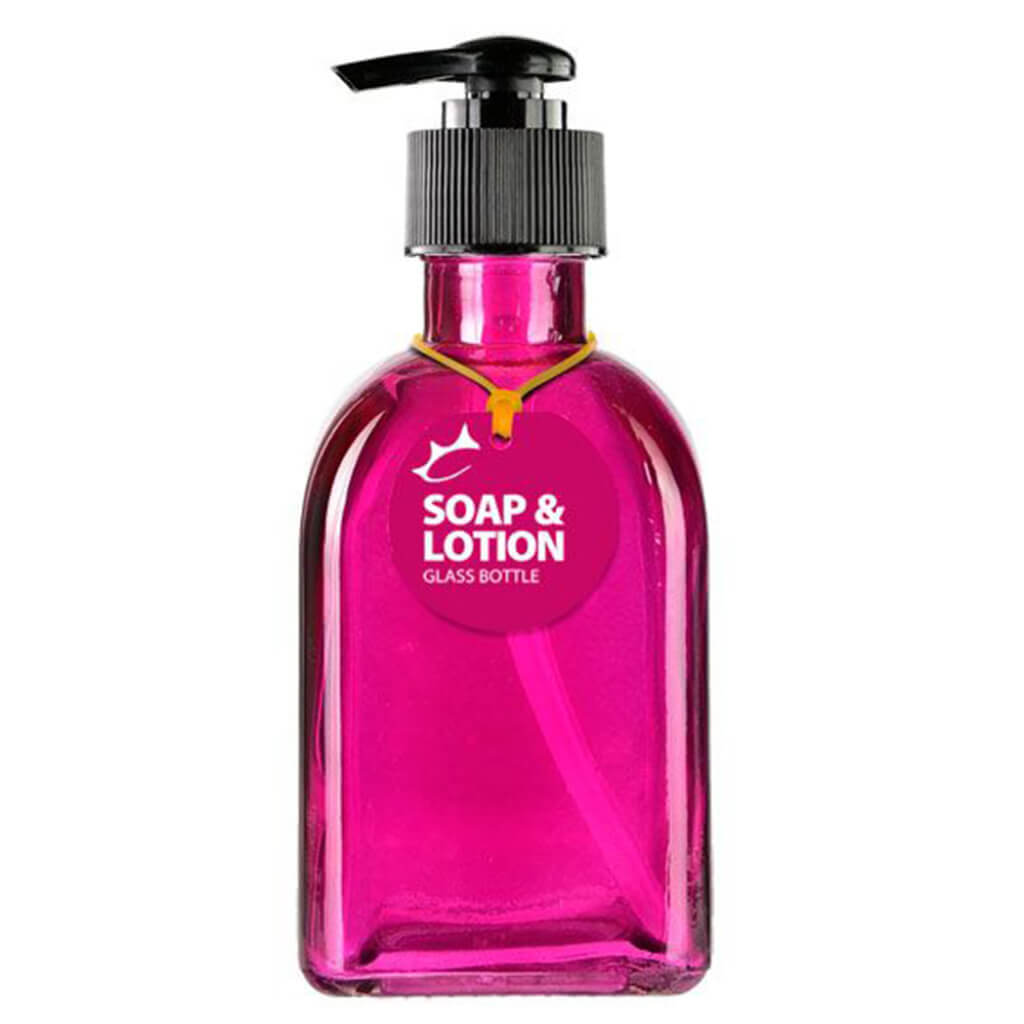 Soap or Lotion Fuchsia Roma Glass Bottle, 8.5oz