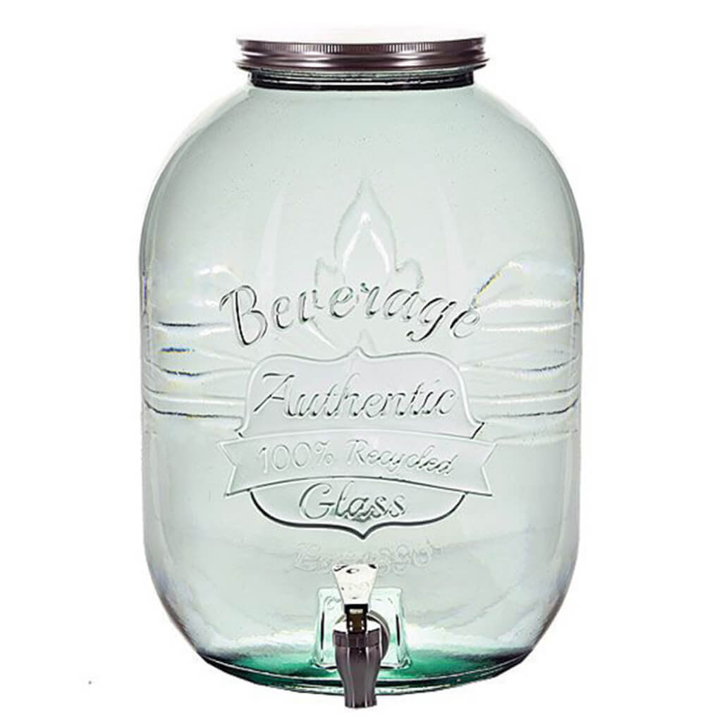 Authentic Recycled Glass Jar with Spigot, 3.3 gallons
