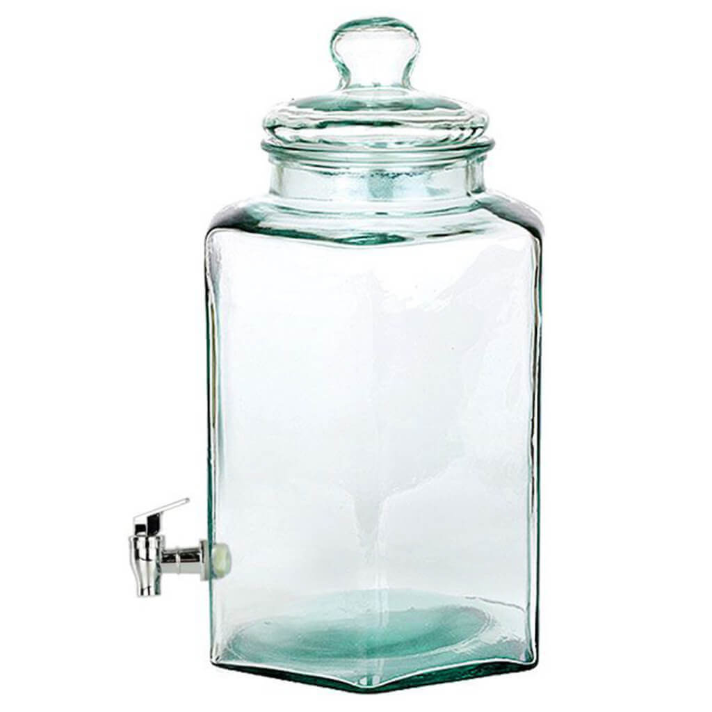 Hexagonal Recycled Glass Jar with Spigot, 382oz