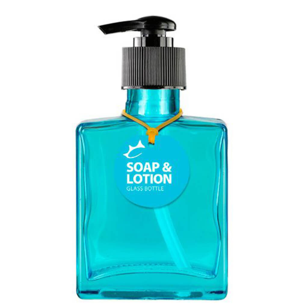 Soap or Lotion Aqua Rio Glass Bottle, 5oz