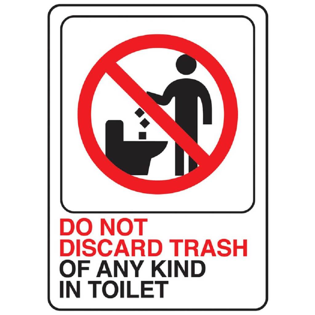 Do Not Discard Trash In Toilet Sign