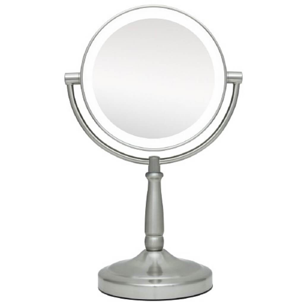 LED VANITY MIRROR IN SATIN NICKEL 1X/10X 