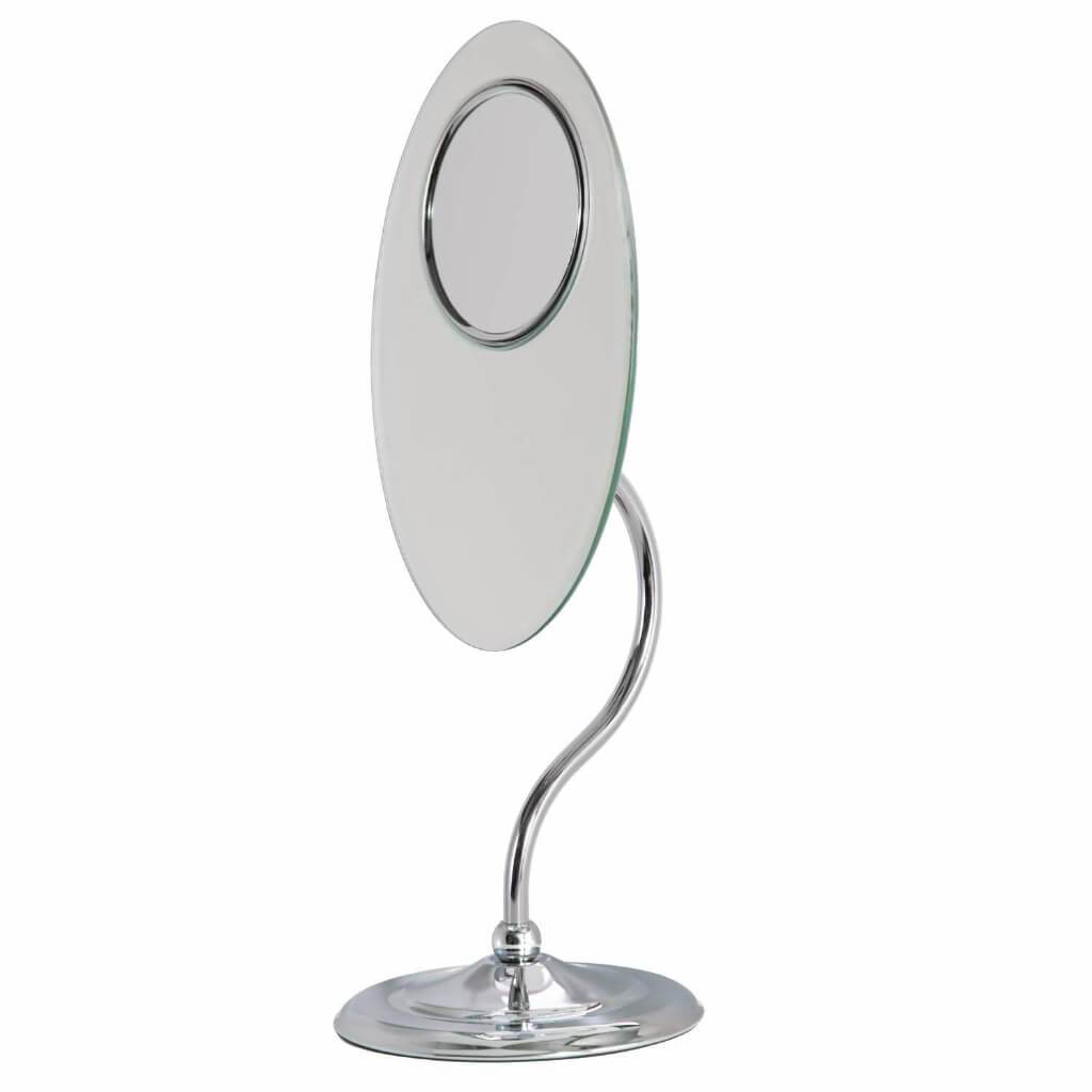 OVAL 1X VANITY MIRROR W/DUAL SIDED INSET 3X/8X IN 