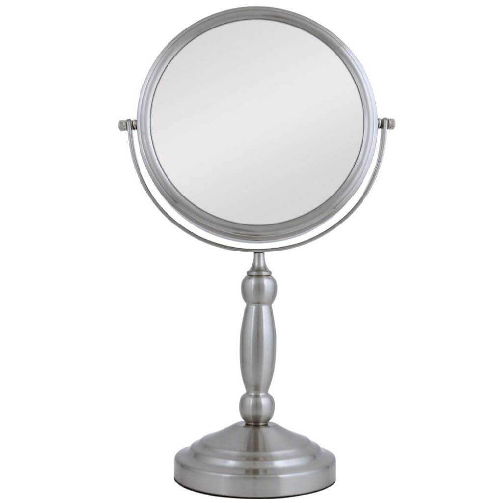 SWIVEL VANITY MIRROR IN SATIN NICKEL 1X/10X 