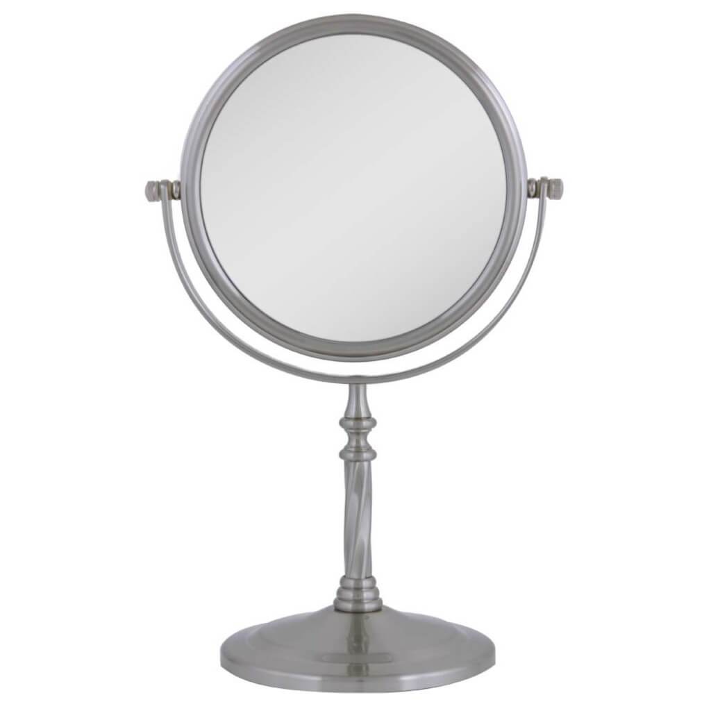 SWIVEL VANITY MIRROR IN SATIN NICKEL 1X/5X 