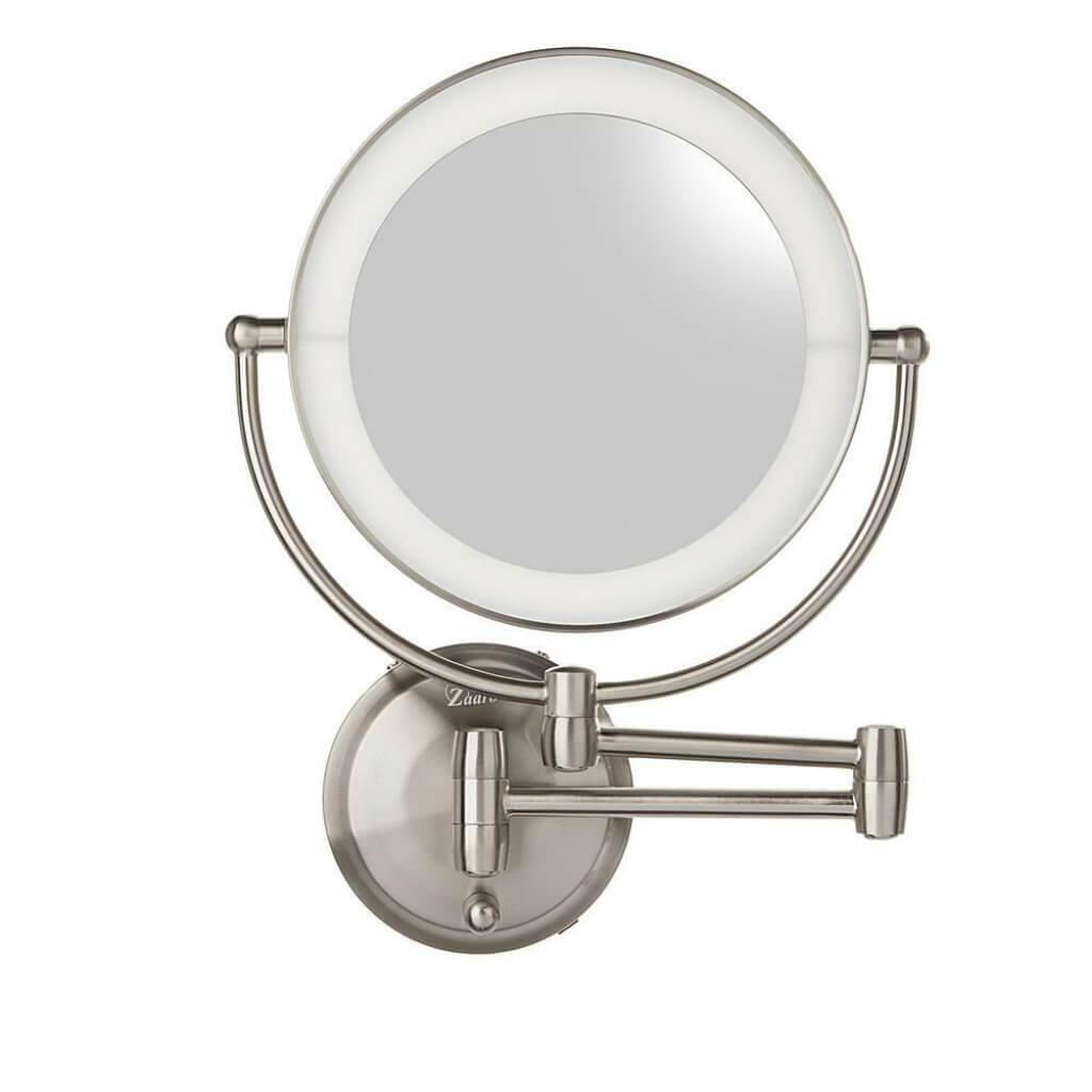 LED WALL MOUNT MIRROR IN SATIN NICKEL 1X/10X 