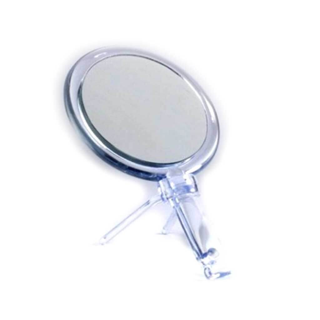 DUAL SIDED HANDED MIRROR W/STAND IN ACRYLIC 1X/7X 