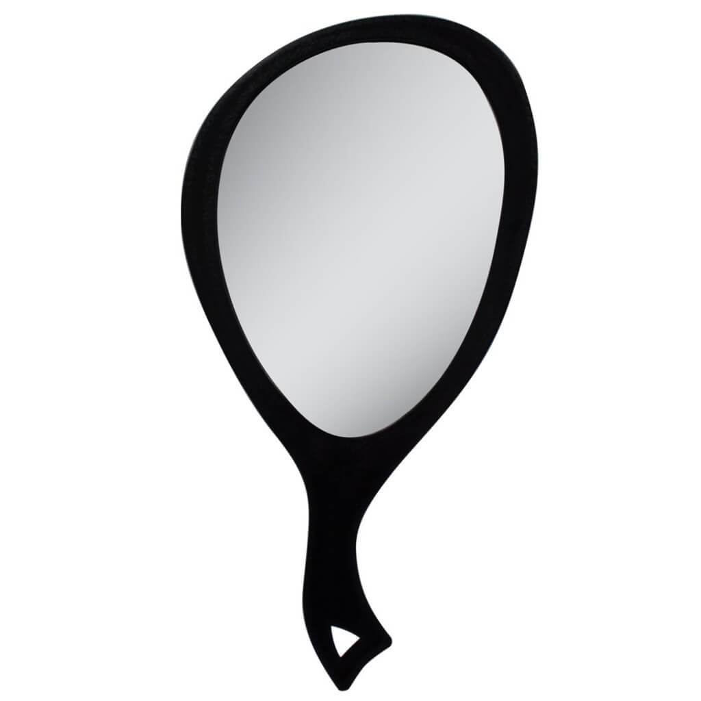 LARGE TEARDROP HAND MIRROR IN BLACK 1X 