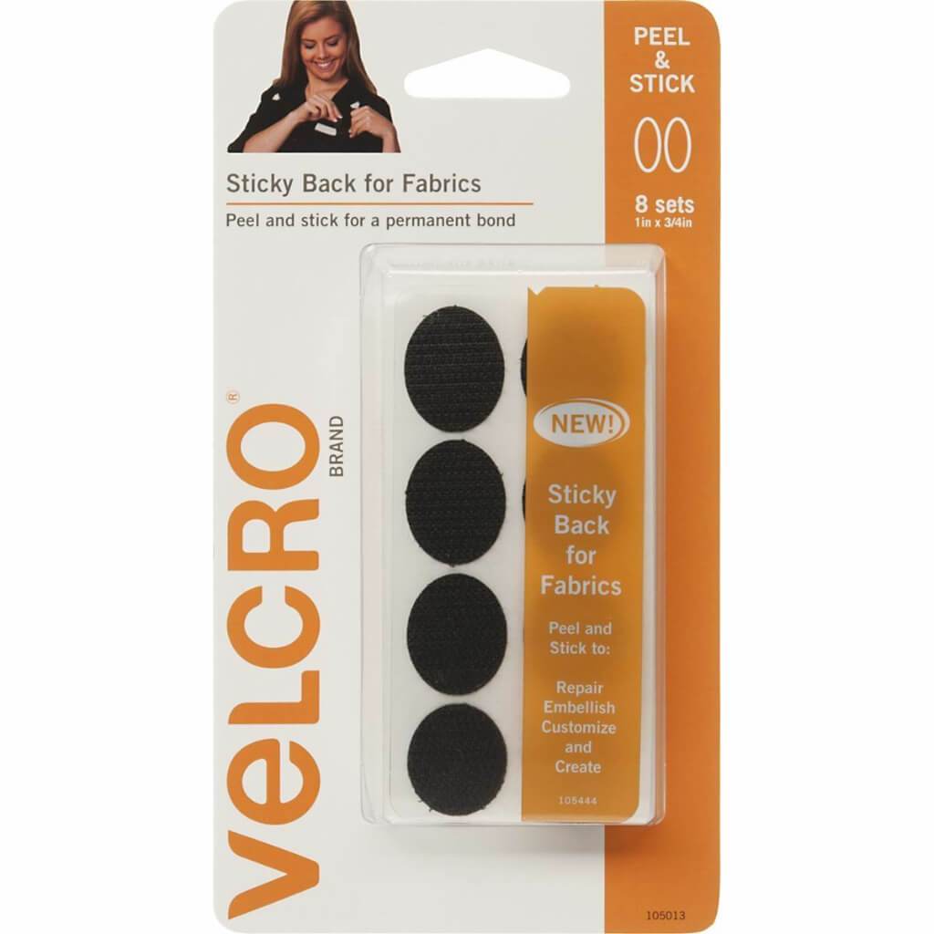 Velcro Sticky Back for Fabrics Oval Black 8pcs