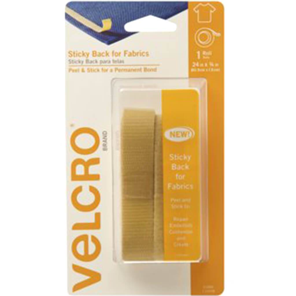 Velcro Brand Sticky Back For Fabric Tape .75in x 24in Beige