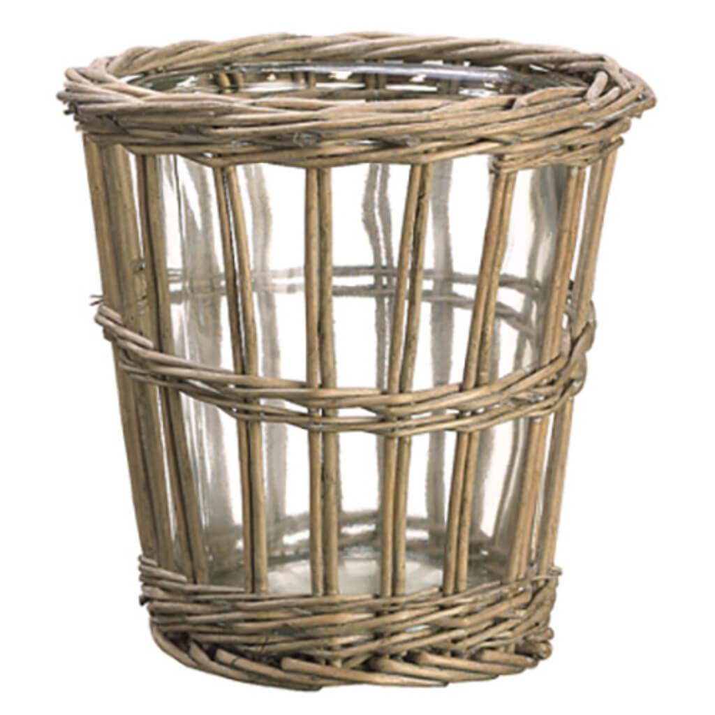Willow Basket W/Vase 7D7" H Gy 