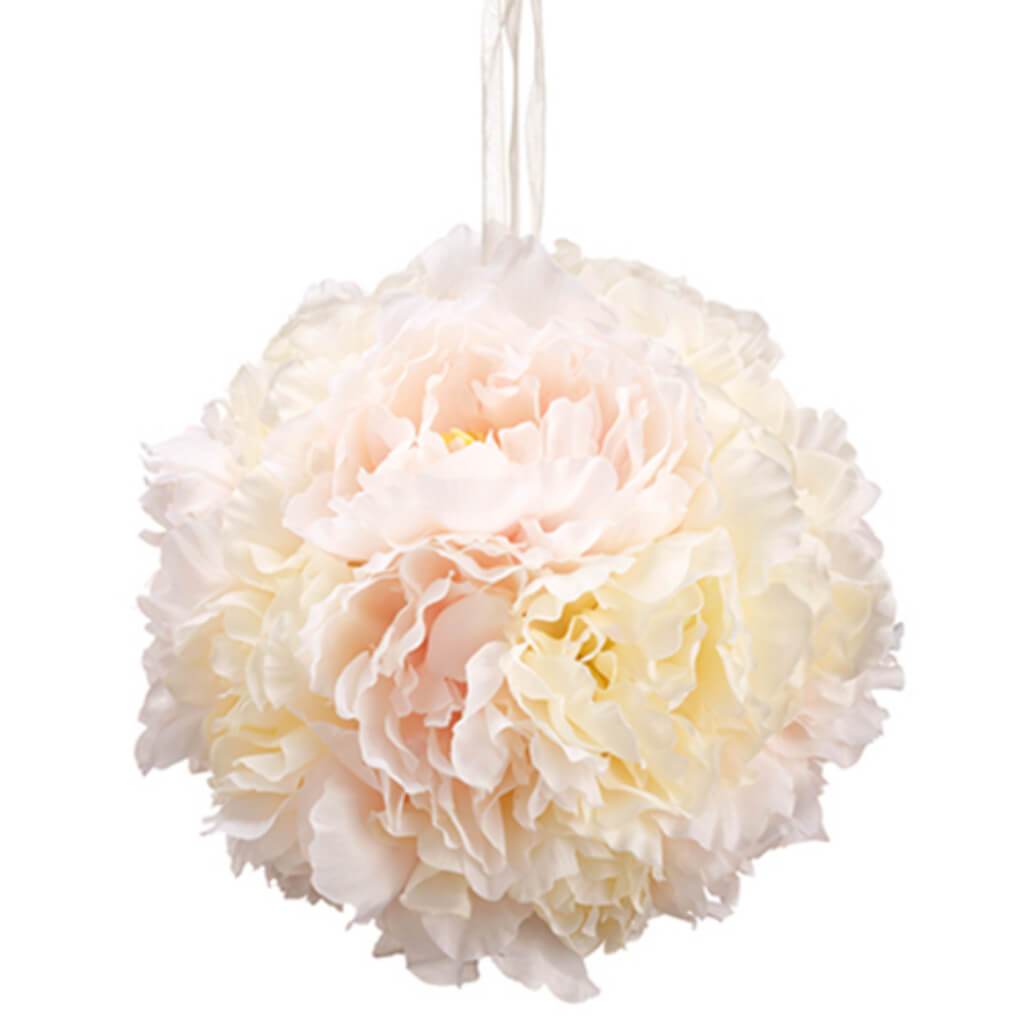 Peony Kissing Ball 6&quot; Wh/Pk 