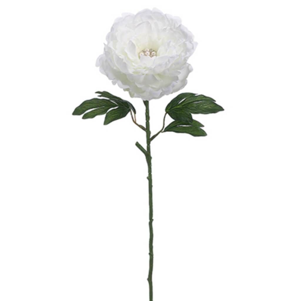 Rhinestone Peony Spray 25&quot; Wh 