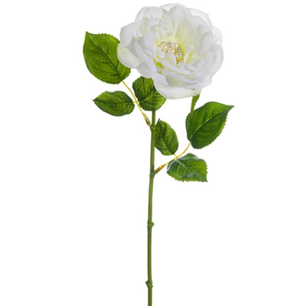 Rhinestone Rose Spray 17&quot; Wh 