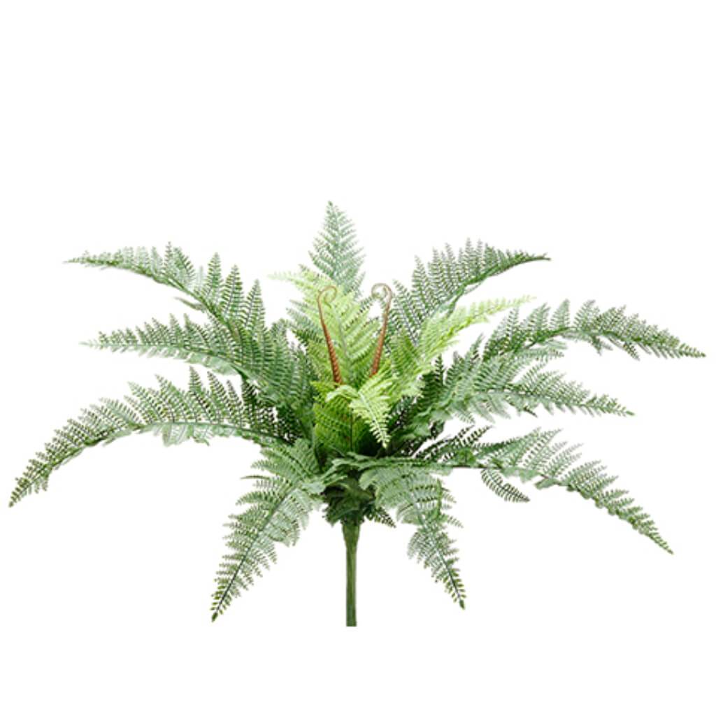 Plastic Leather Fern Bush 21&quot; 