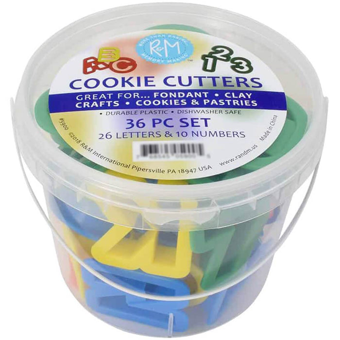 Alphabet & Numbers Plastic Cookie Cutter, 36pc