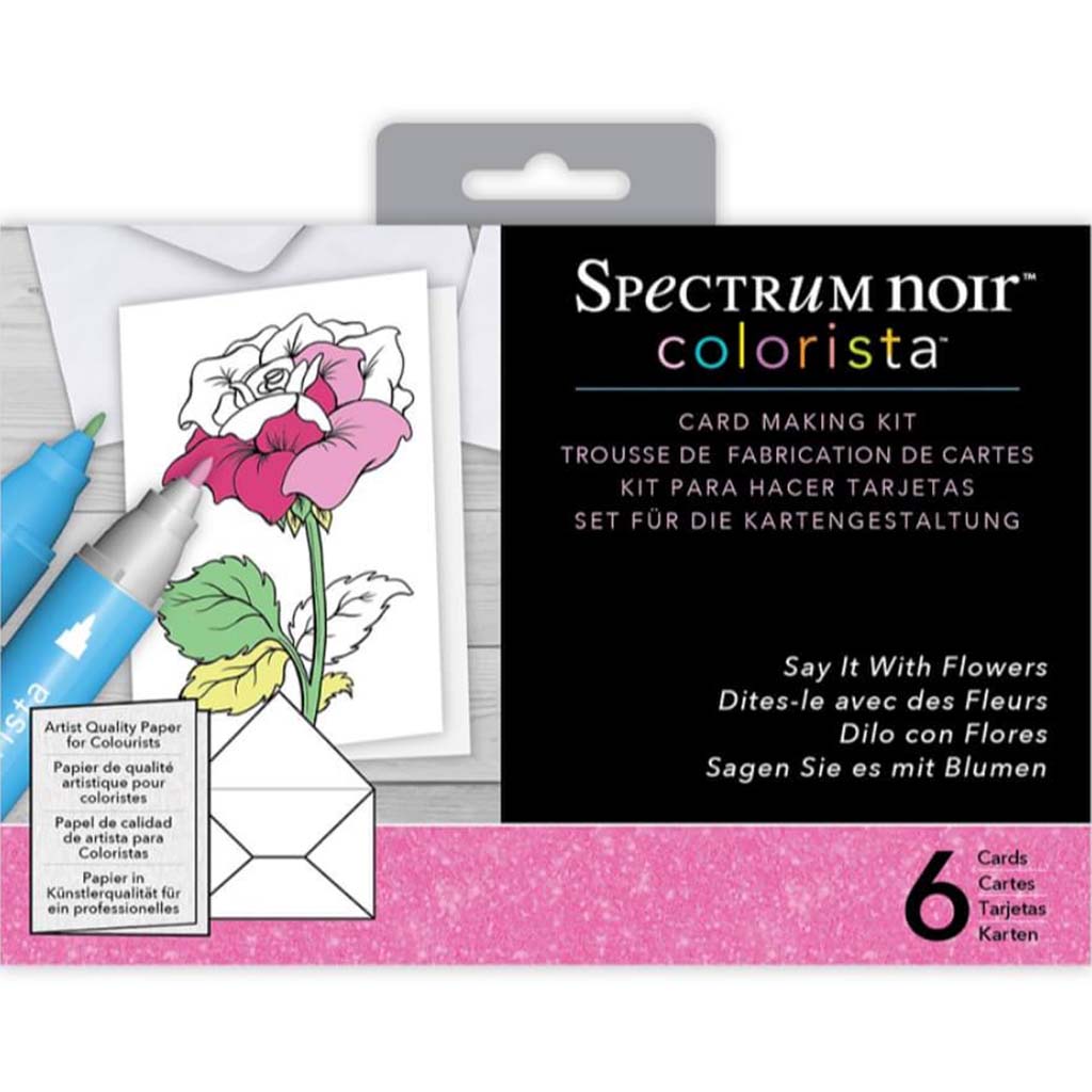 Spectrum Noir Colorista Marker Card Making Kit with Glitter-Say It With Flowers 