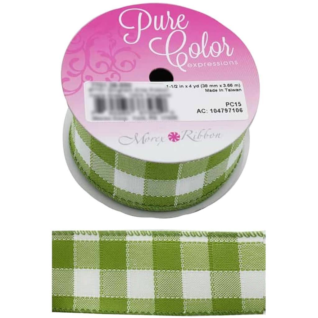 Gingham Elite 1-1/2in x 4yd Apple Green