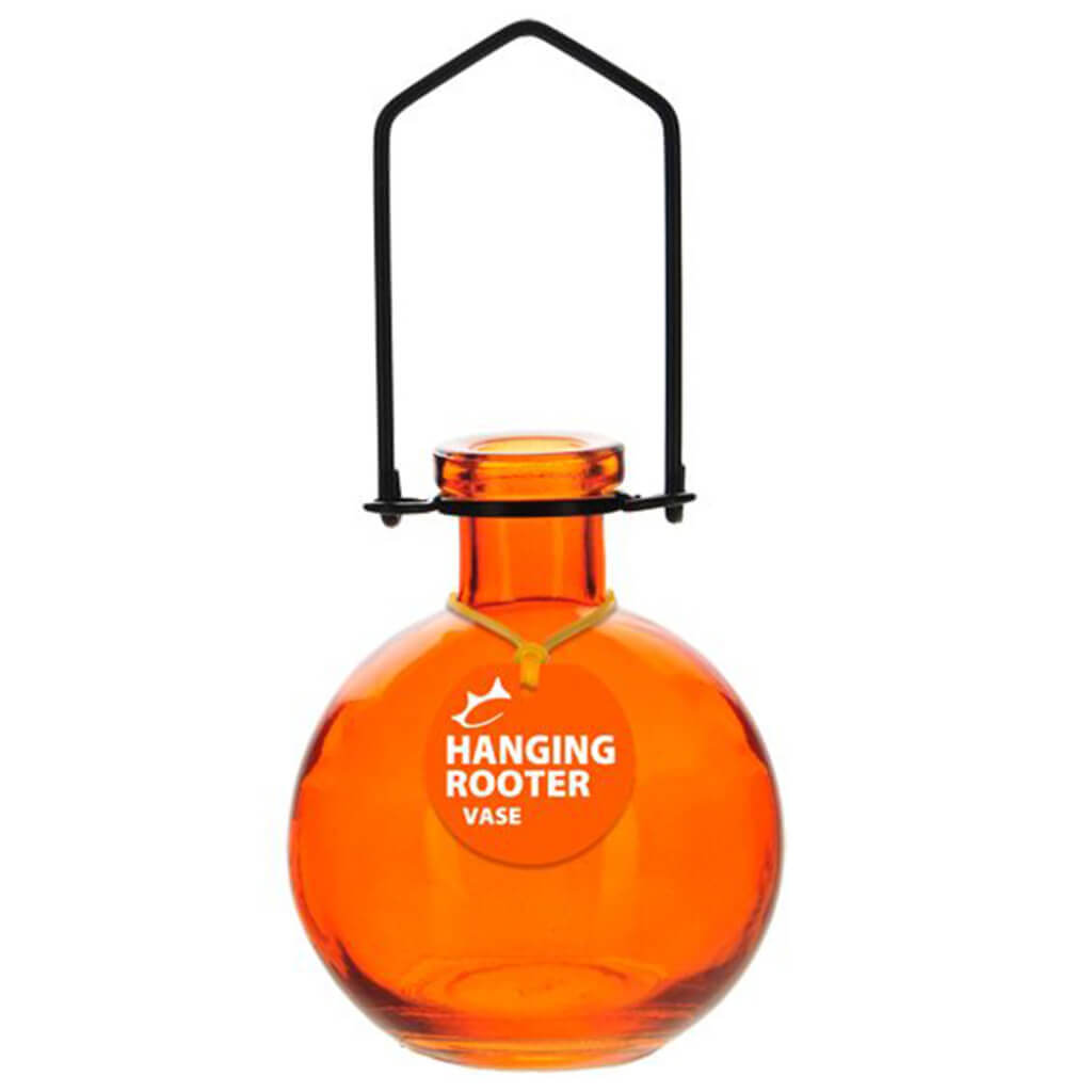 Hanging Ball Recycled Glass Rooting Vase 8.5oz, Orange