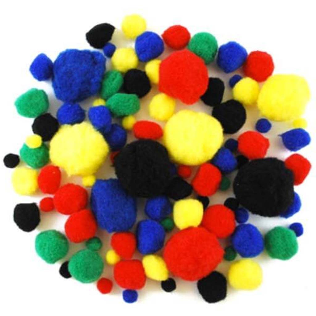 POM-POMS JUMBO PACK PRIMARY COLORS 90PC 