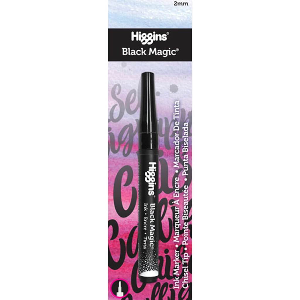 Higgins Ink Black Magic Marker  Chisel Tip 2mm