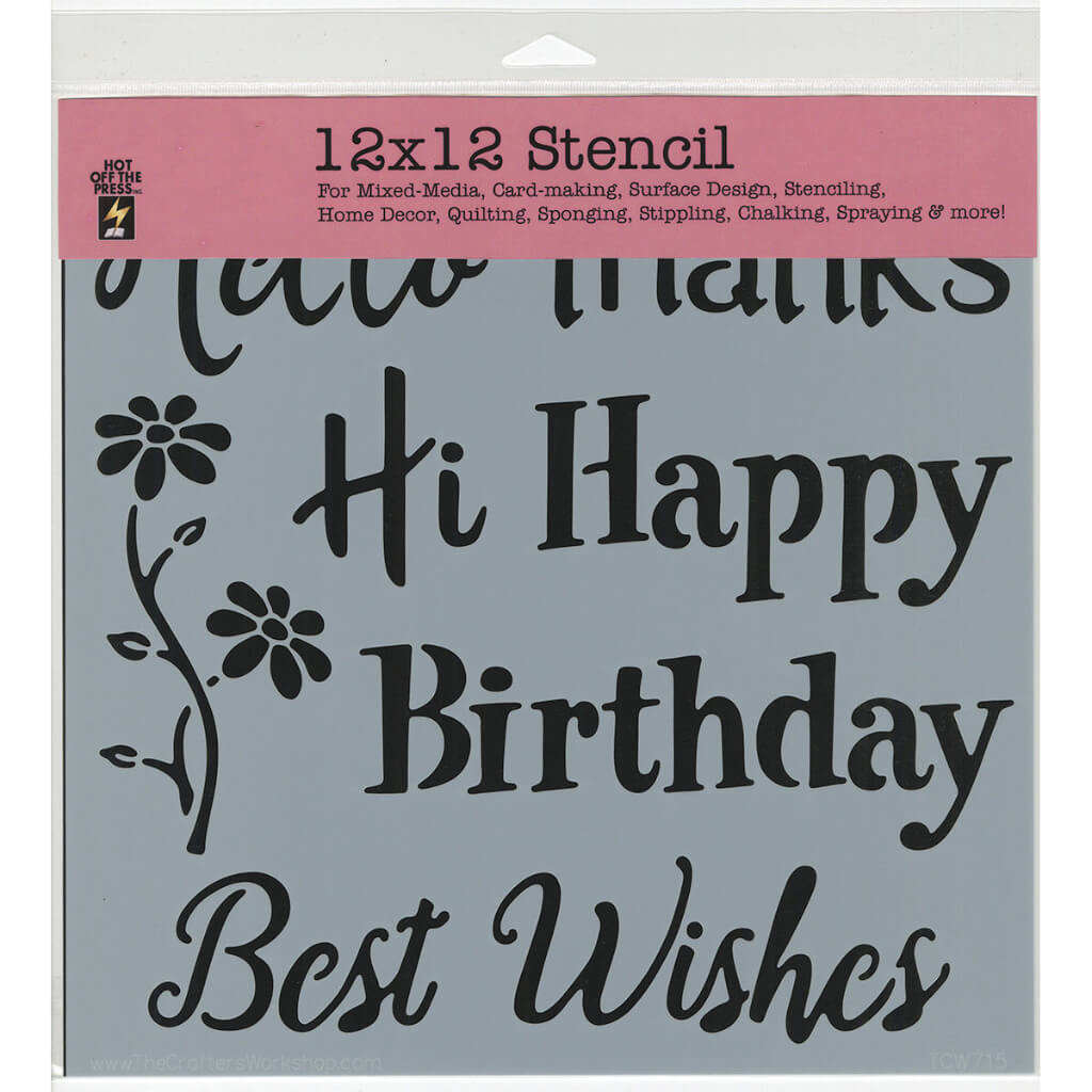 Stencil Happy Greetings 12in x 12in