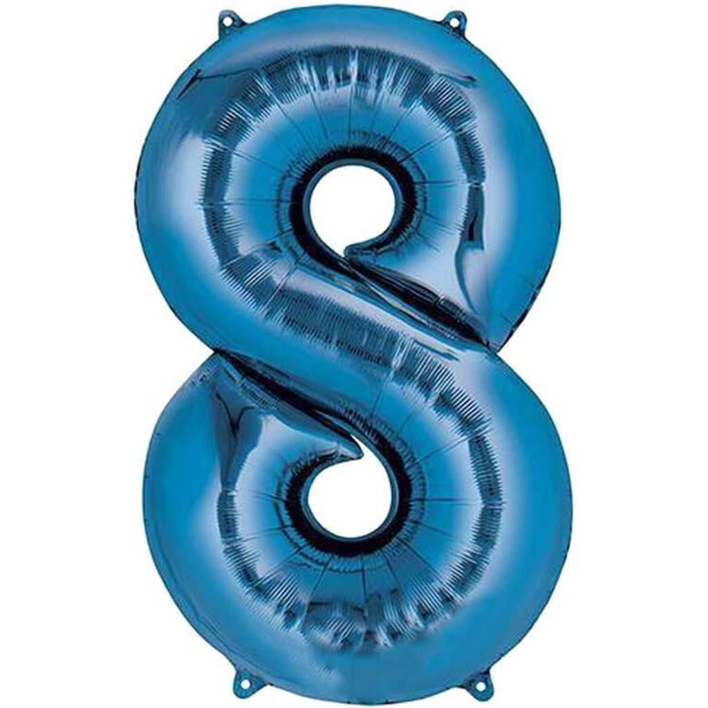 Foil Balloon Number 8 34in Blue