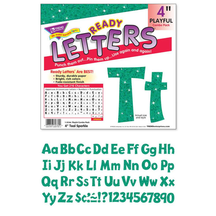 Ready Letters Playful Combo Sparkle 4" Teal 
