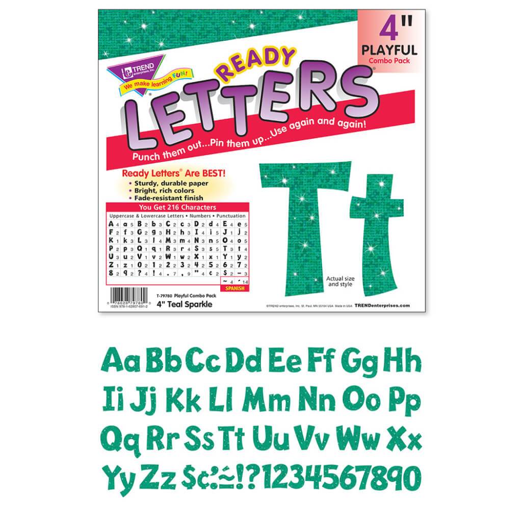 Ready Letters Playful Combo Sparkle 4" Teal 