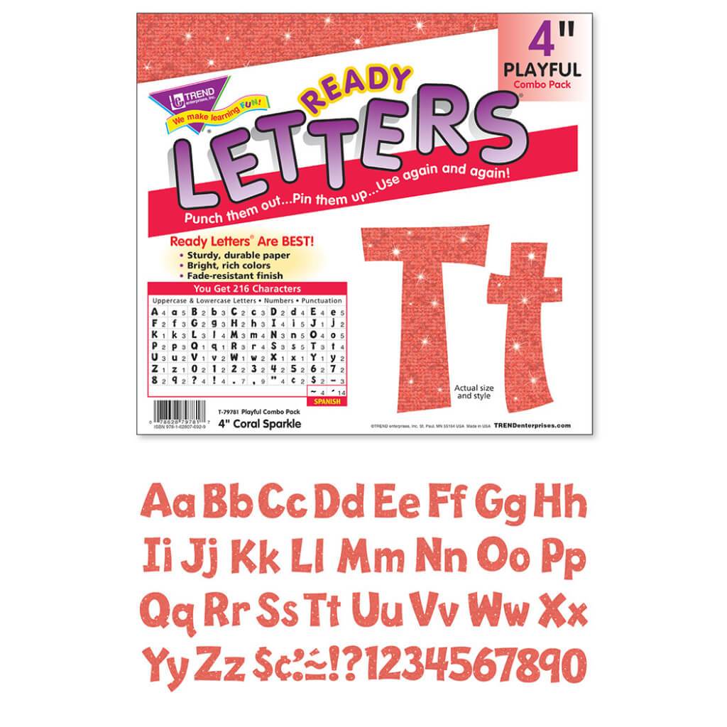Ready Letters Playful Combo Sparkle 4" Coral 