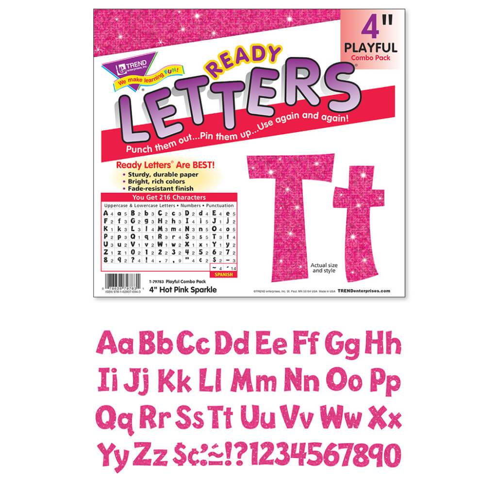 Ready Letters Playful Combo Sparkle 4" Hot Pink 