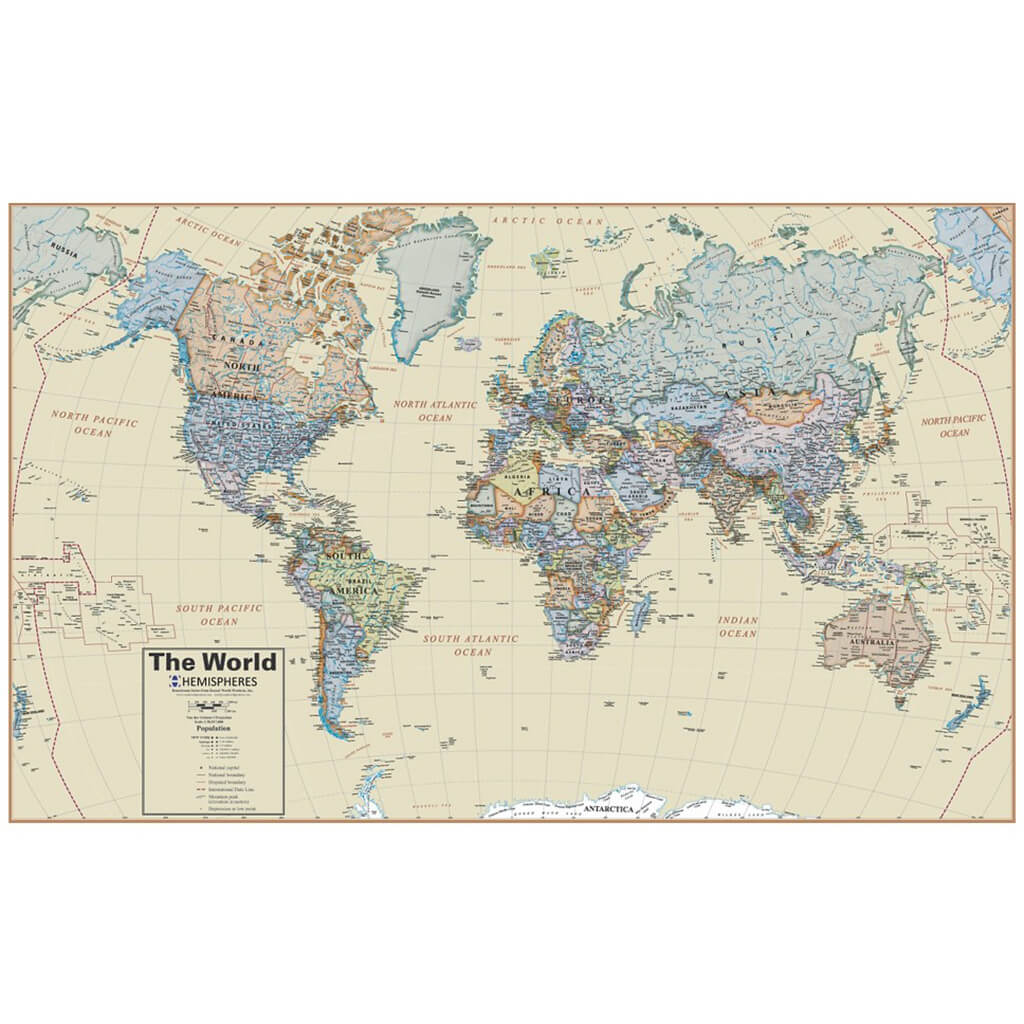 Round World Products Boardroom World Wall Map