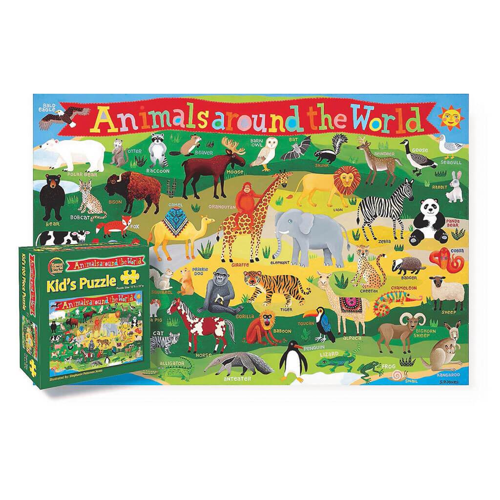 Kid&#39;S Animals Around The World 100 Pieces Puzzle 