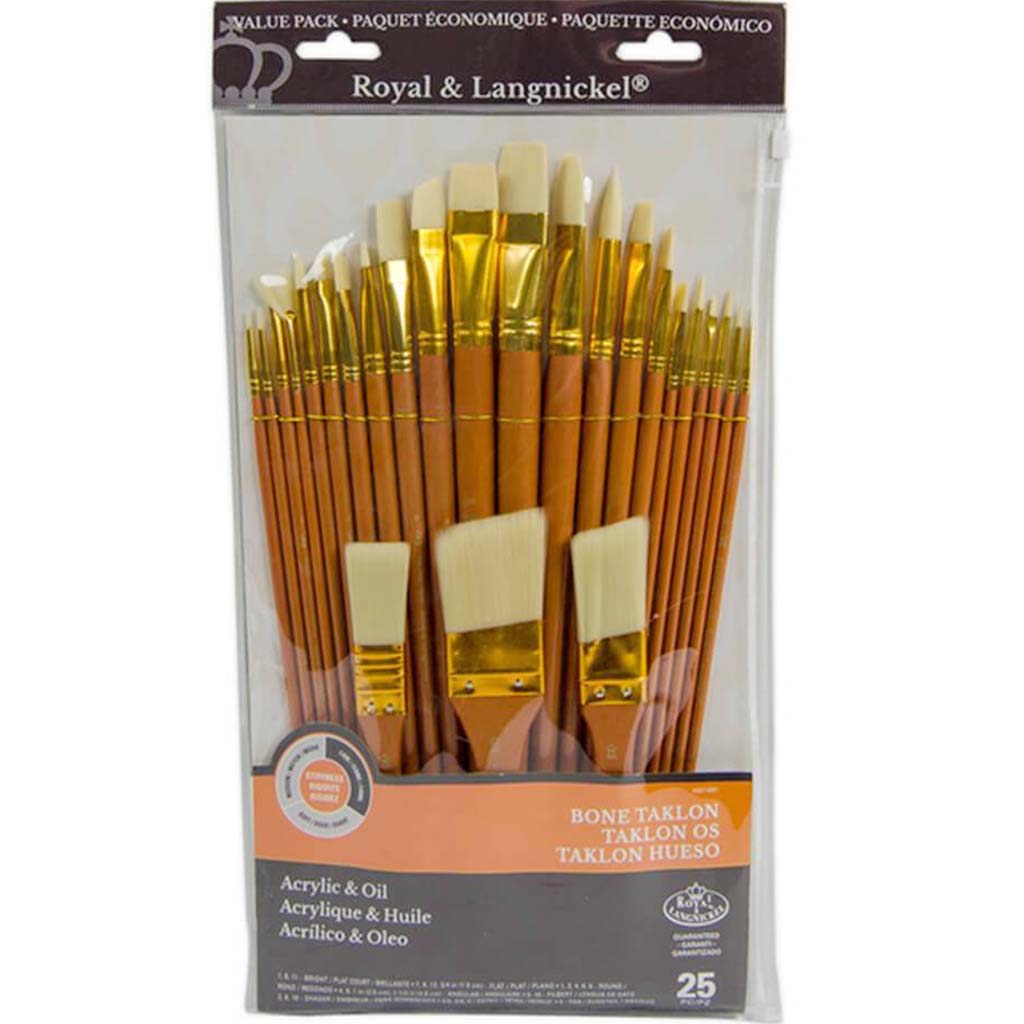 Zip N' Close Firm Bone Taklon Paint Brush Set of 25