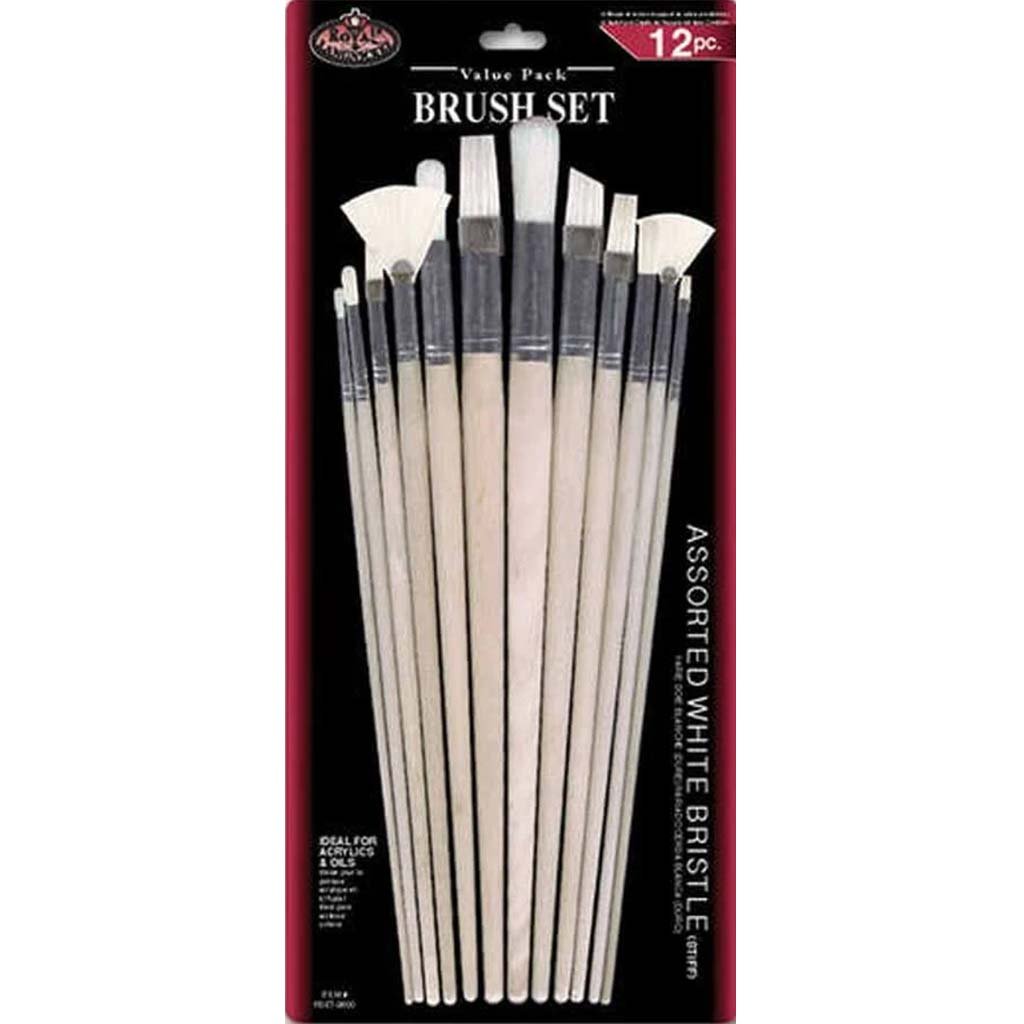 Royal and Langnickel White Bristle Combo Brush Set 12pcs