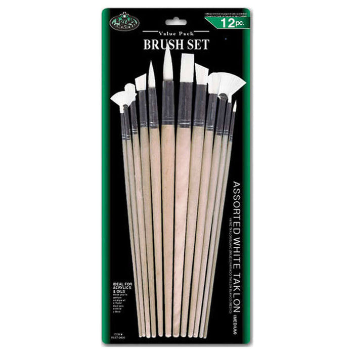 Royal & Langnickel White Taklon 12 Combo Brush Set