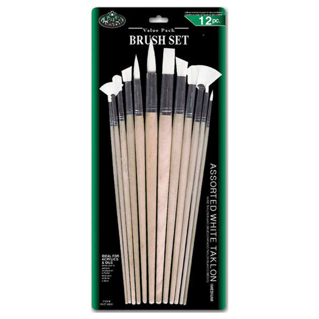 Royal &amp; Langnickel White Taklon 12 Combo Brush Set