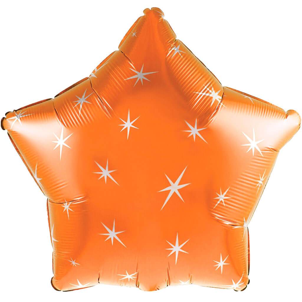 Orange Sparkle Star Foil Balloon, 18in