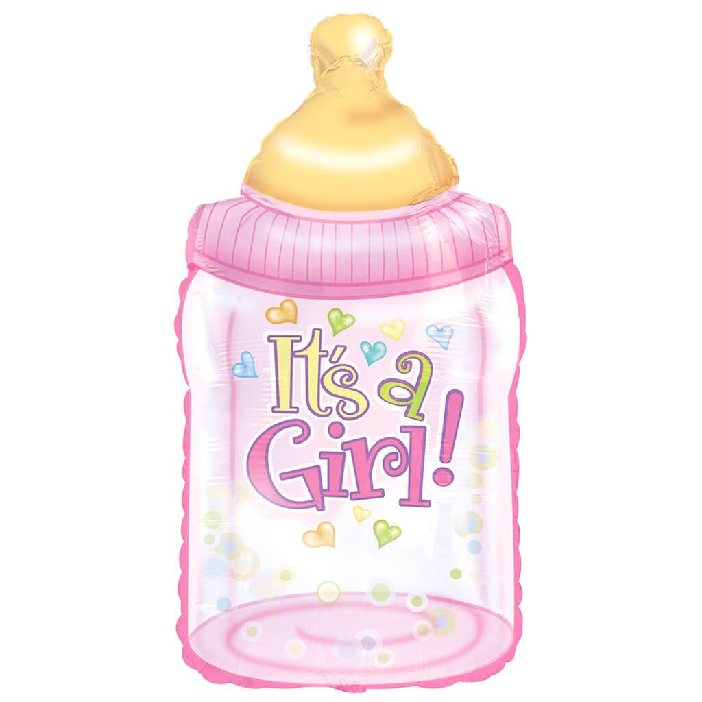 Girl Baby Bottle Foil Balloon, 34in