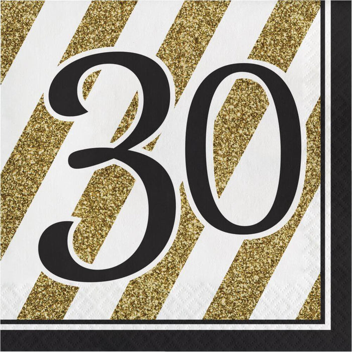 Luncheon Napkin 3Ply '30 Black & Gold 