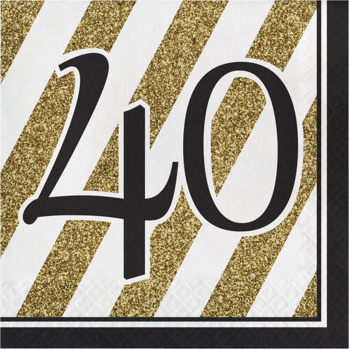 Luncheon Napkin 3Ply '40 Black & Gold 