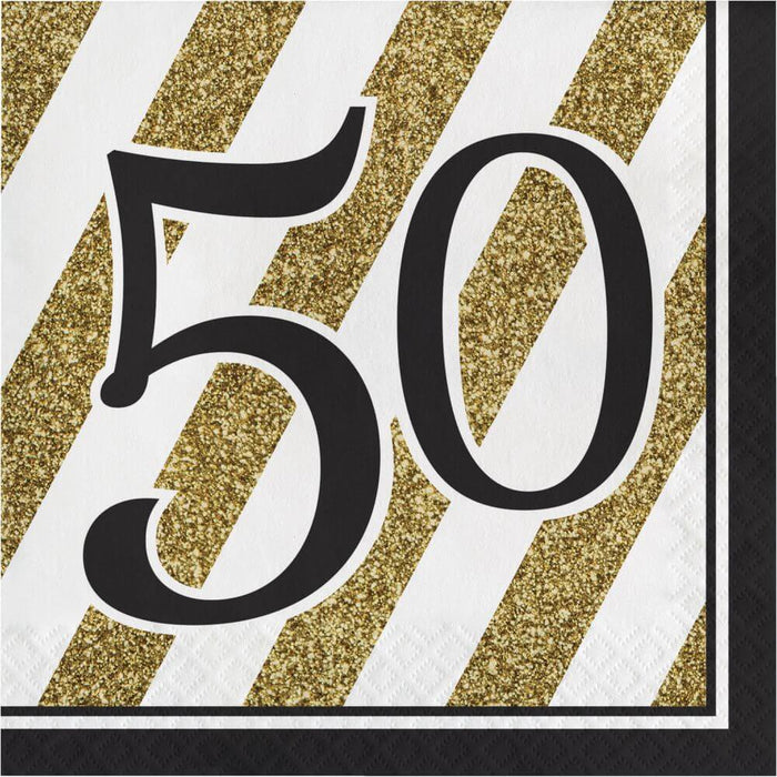 Luncheon Napkin 3Ply '50 Black & Gold 