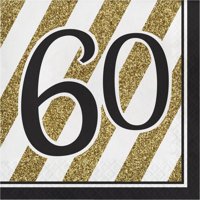 Luncheon Napkin 3Ply '60 Black & Gold 