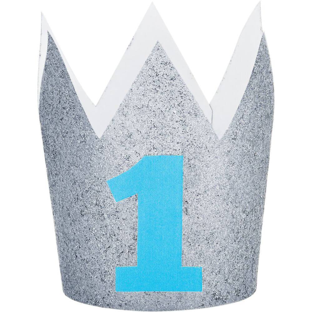 1st Birthday Boy Glitter Crown 