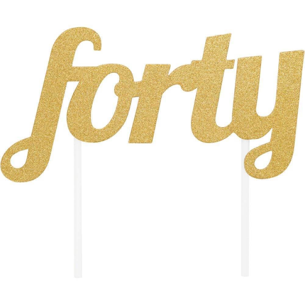 Cake Topper Gold Forty Glitter 