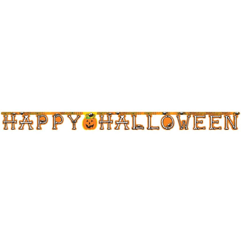 Happy Halloween Jointed Banner Pumpkins, 8ft