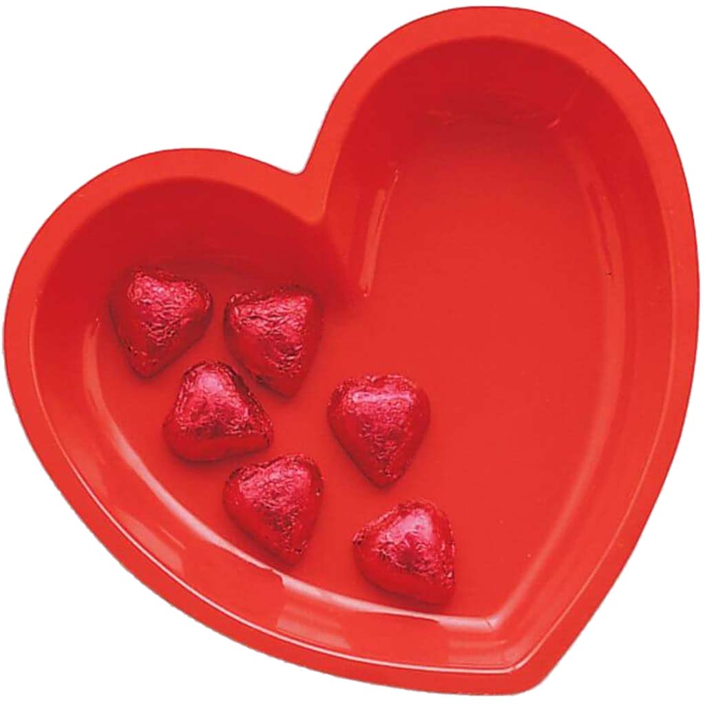 Heart Plastic Tray 11in, Red 