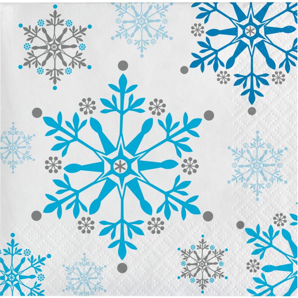 Snowflake Swirls Beverage Napkins 16ct